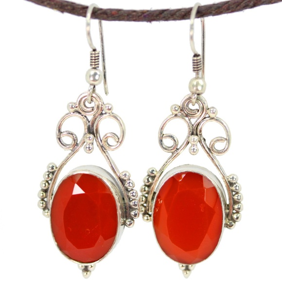 Open Work Carnelian Queenly Earrings - Picture 1 of 1